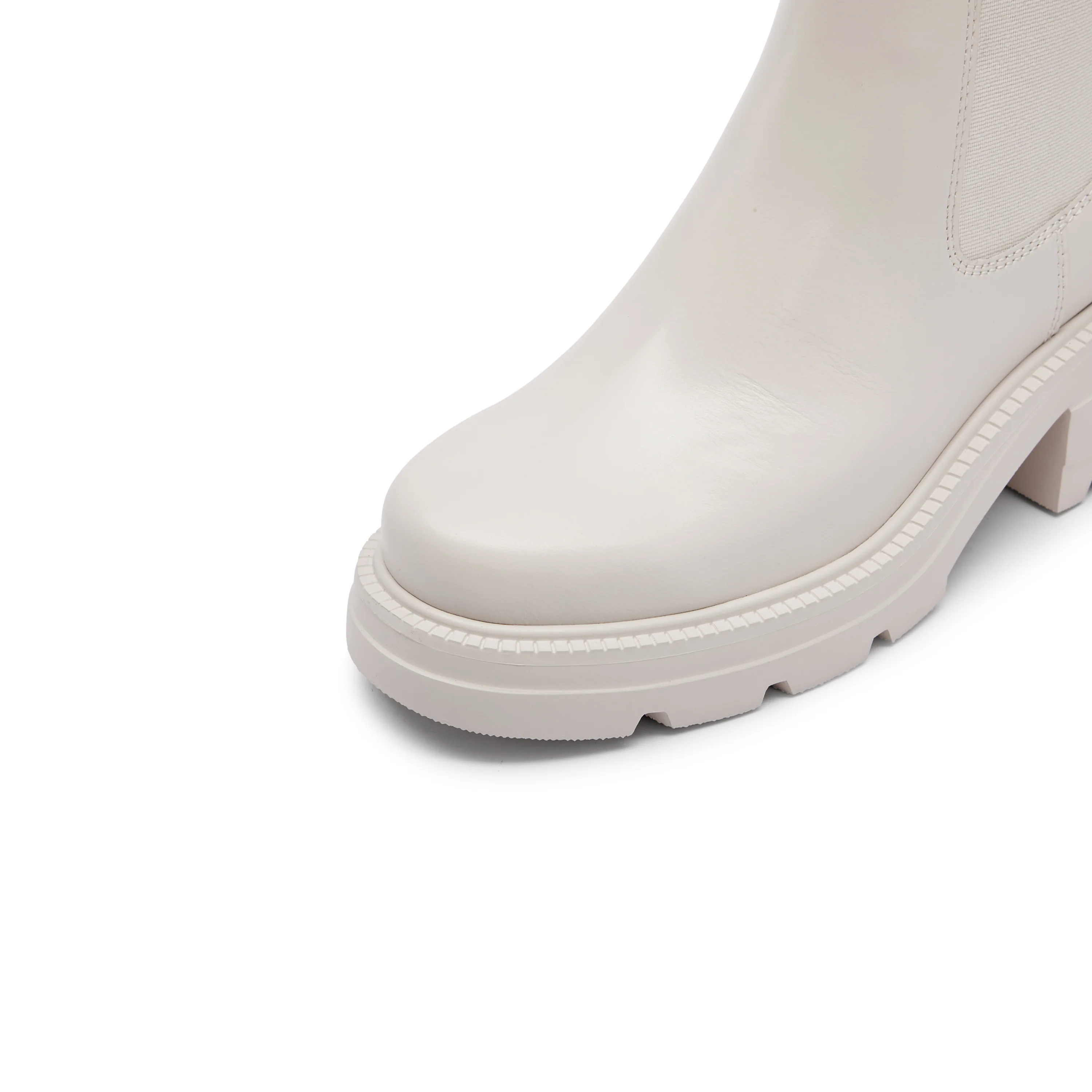 Beige Waxy Platform Charles Boots - Image 5