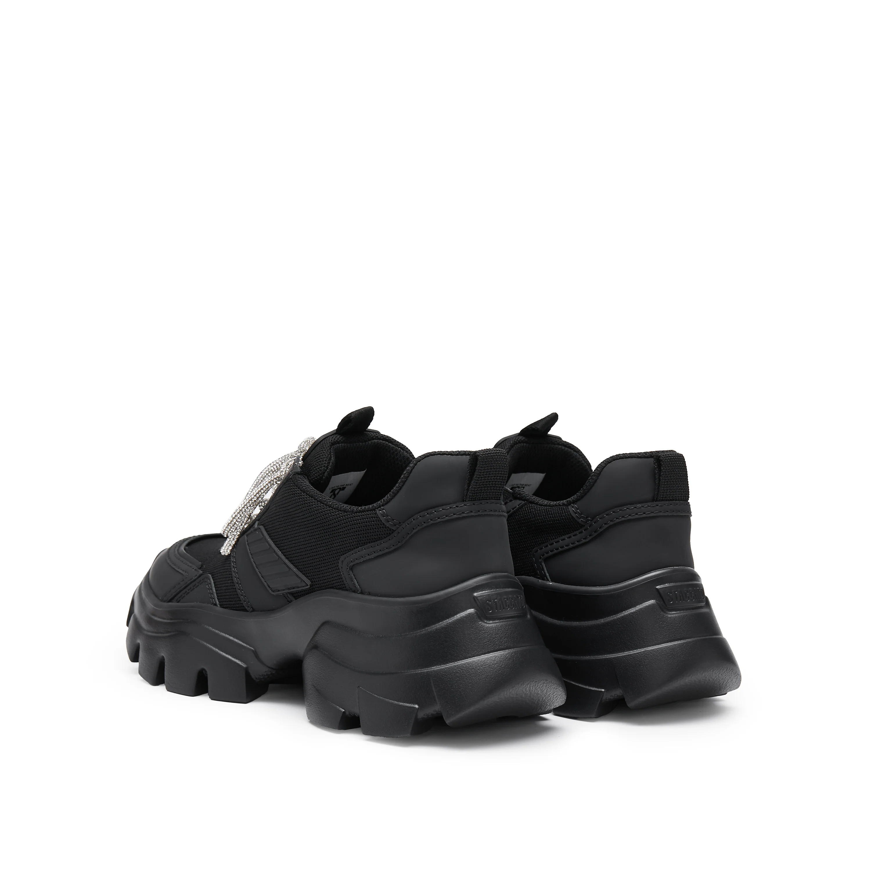 Black Patch Crystal Lace Up Chunky Sneakers - Image 3