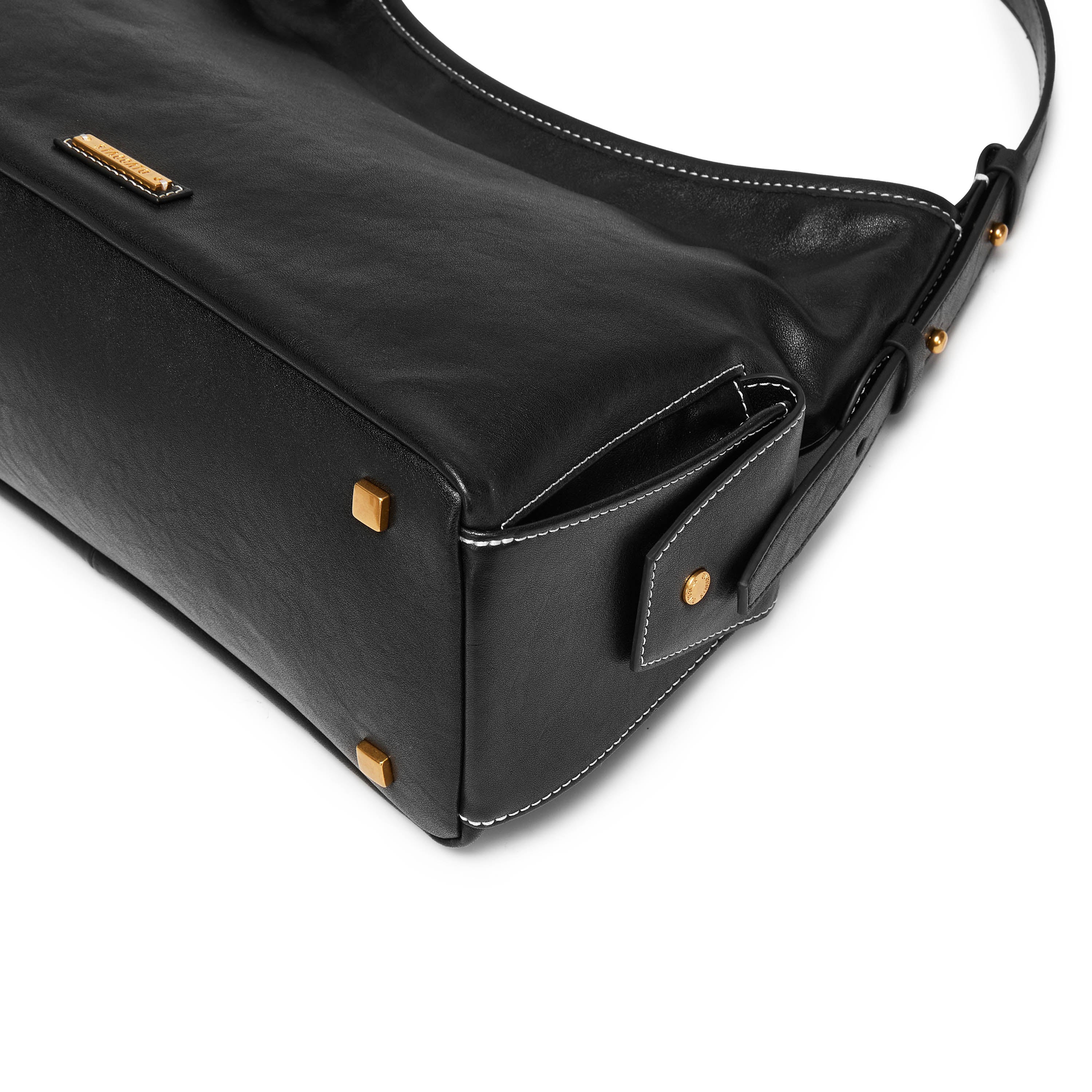 Black Leather Pocket Hobo Bags - Image 5