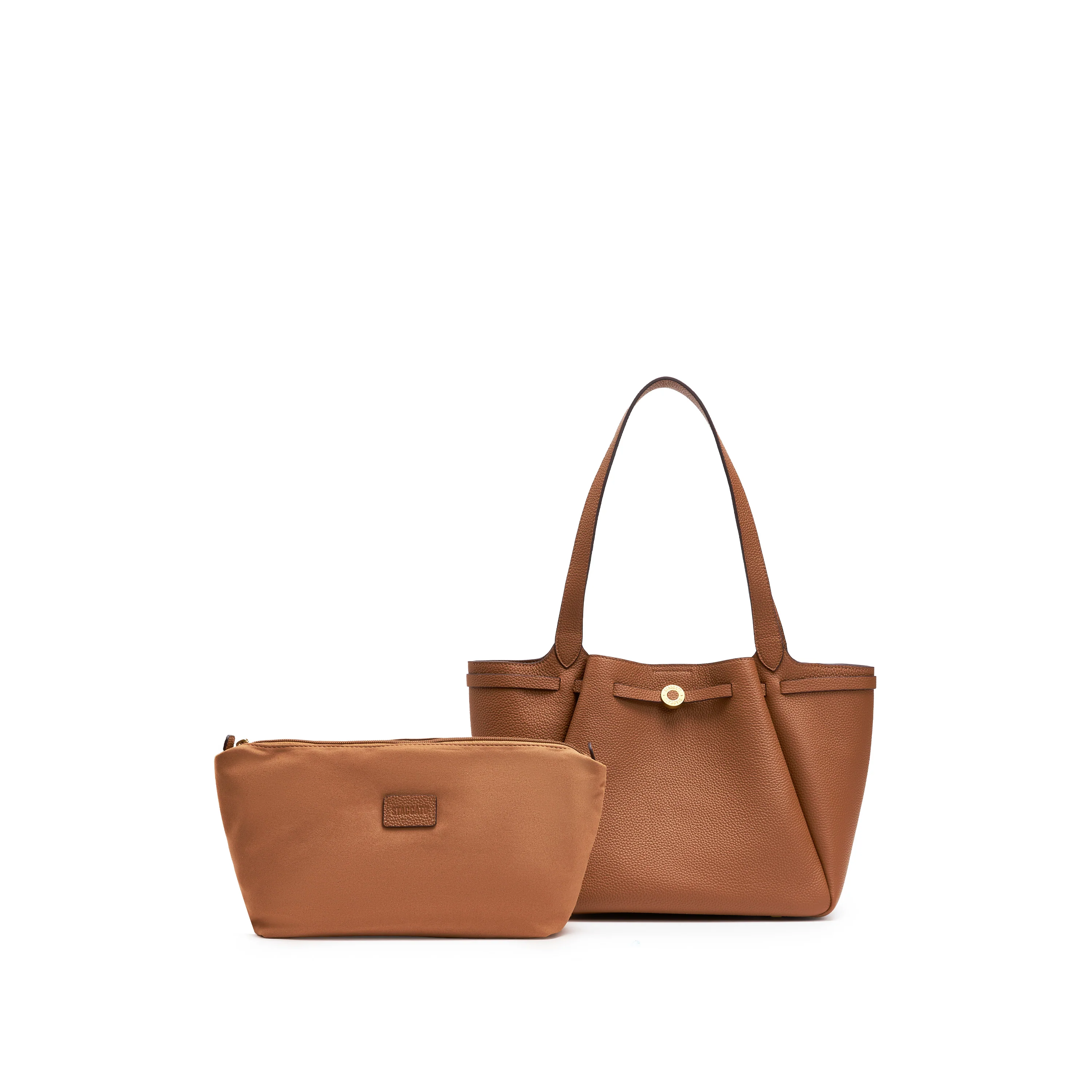 Brown ST Gold Coin Bucket Tote Bags - Image 6