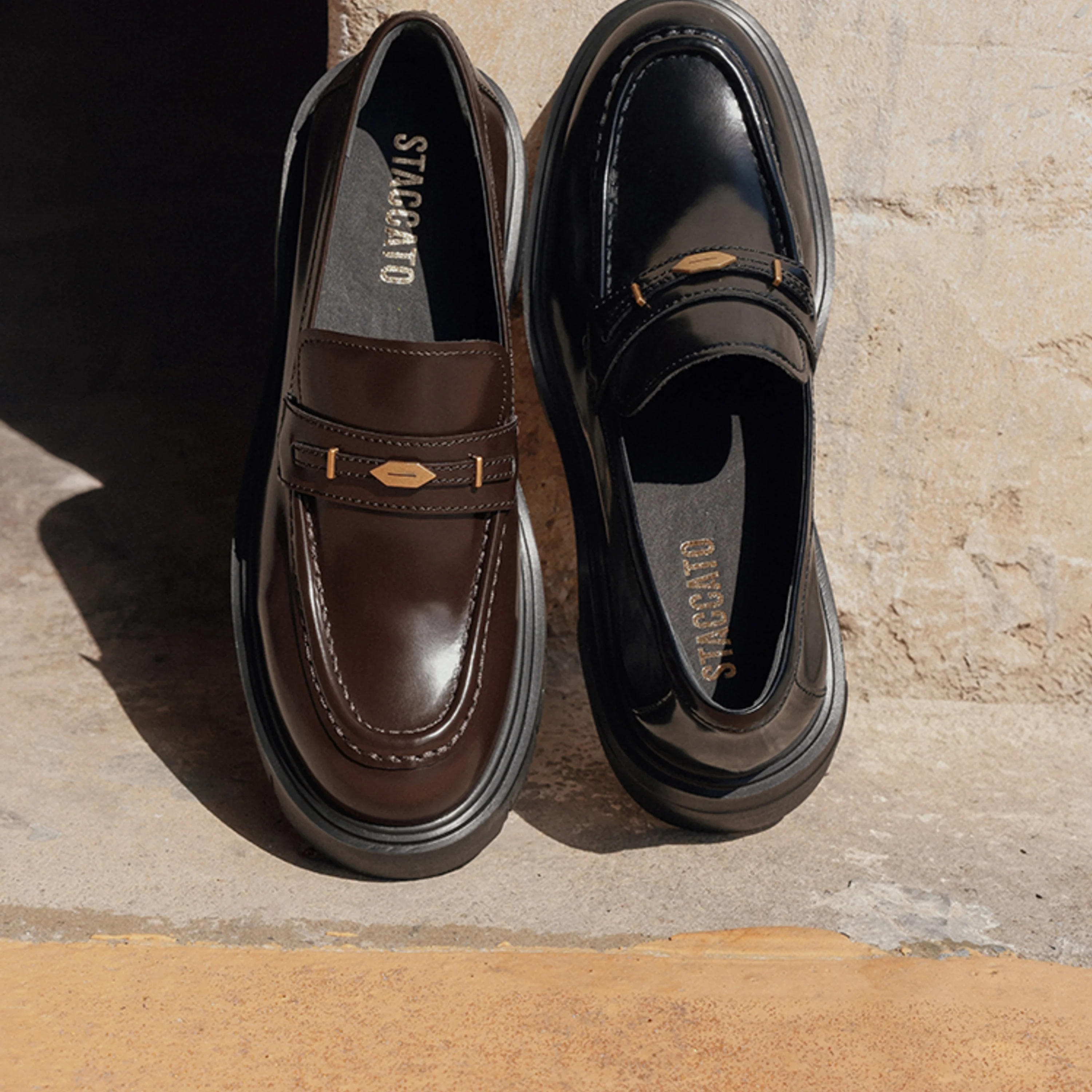 Brown Signature Golden Leaf Leather Loafers - Image 7