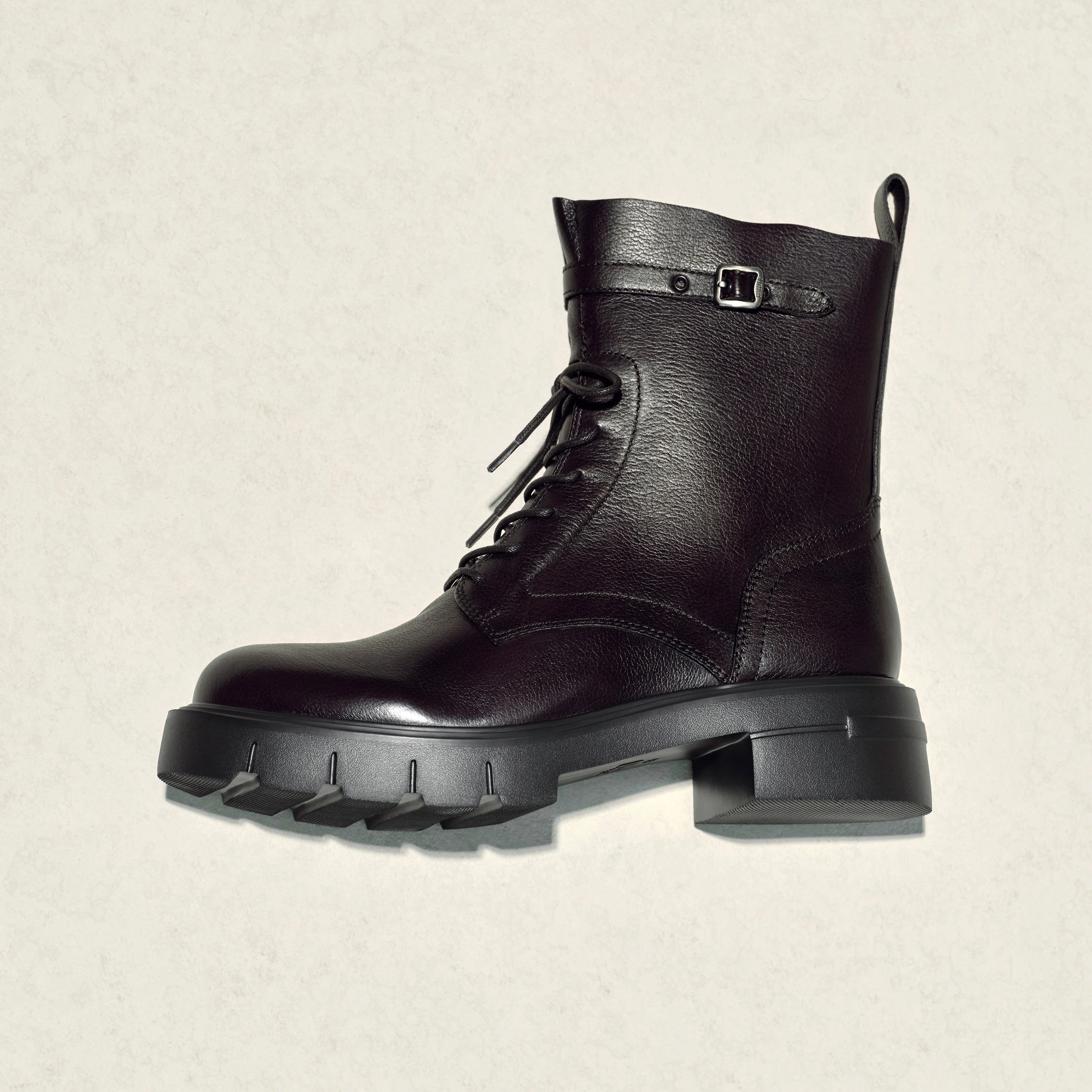 Dark Brown Buckle Strap Combat Boots - Image 10