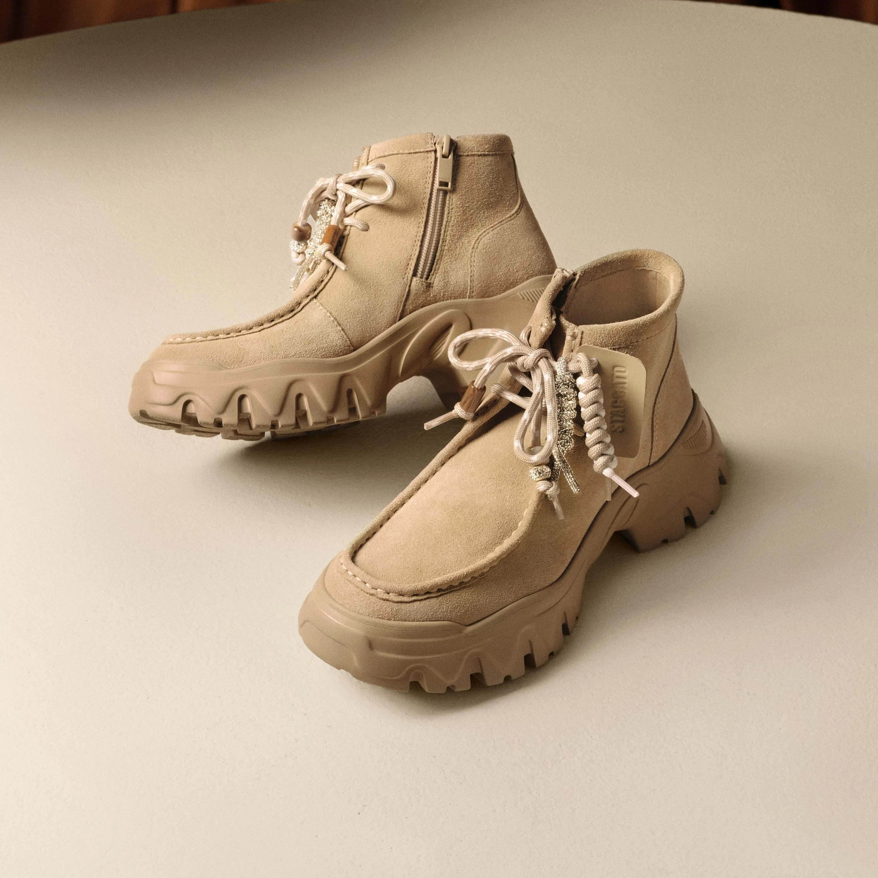 Beads Brownies Suede Loafer Worker Boots - Image 14