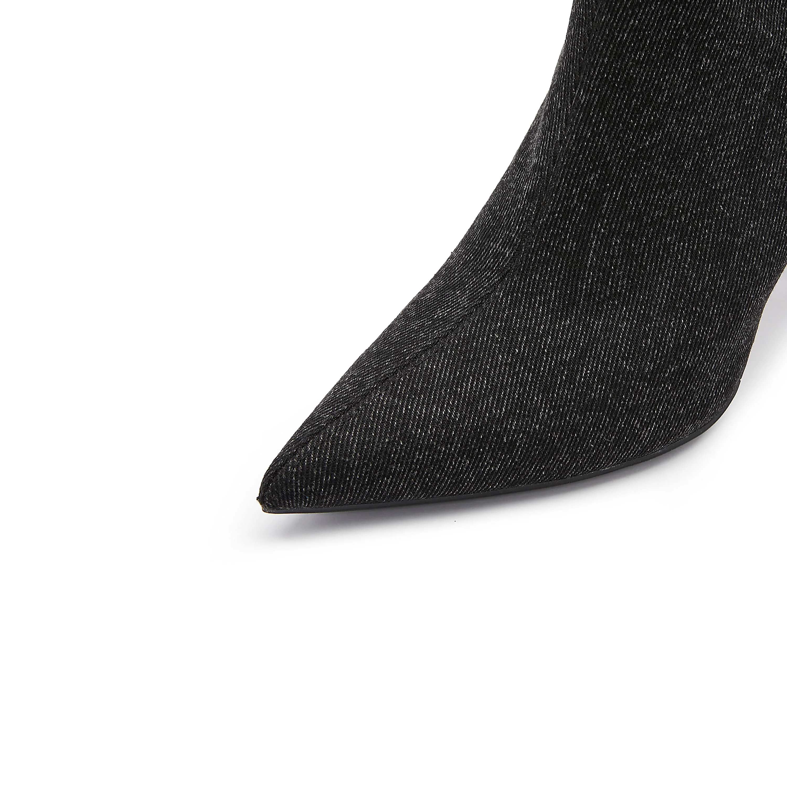 Washed Denim Heeled Ankle Boots - Image 5
